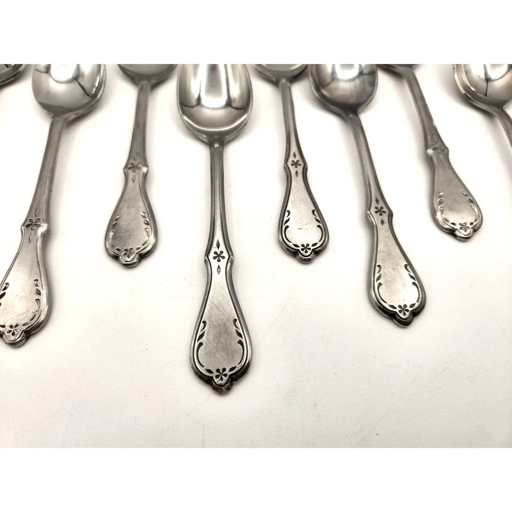 Oneida Northland EVENING STAR Stainless Burnished Flatware Lot of 8 Tea Spoons